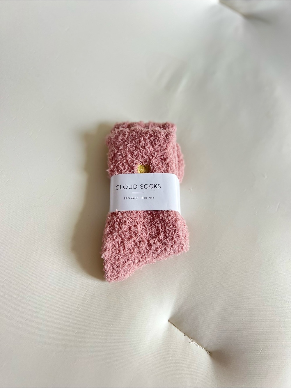 Cloud Socks Plush Pink Fuzzy Crew Socks